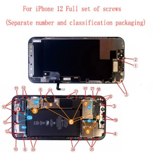 For iPhone 12 Pro Max Mini Classified Packaging Number Full Set Of Phone Screws - Picture 1 of 10