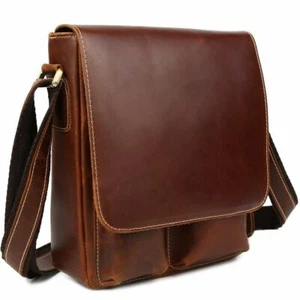 Hombres Cuero Diseñador 10" Tabletas Moda Viaje Bandolera Bandolera Bolso REGALO NAVIDAD - Imagen 1 de 7