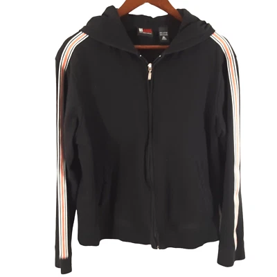 NY JEANS Chaqueta Cremallera Completa Sudadera con Capucha Cárdigan Talla XL Negro Algodón New York & Co Y2K Foto 1 de 4