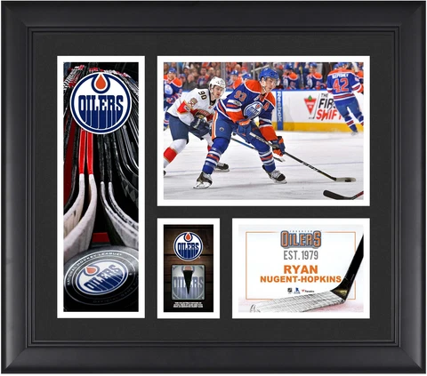 Ryan Nugent-Hopkins Edmonton Oilers Framed 15x17 Collage & Piece of G-U Puck Cover