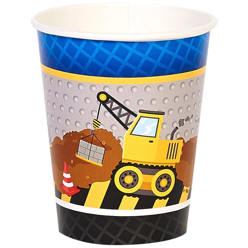 Under Construction Truck Tractor Boys Kids Birthday Party 9 oz. Paper Cups - Image 1 of 1
