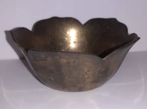 Vintage Messing Lotusblume Messing Kerzenhalter Schüssel 4,25" hoch - Bild 1 von 9
