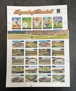33¢ & 34¢  LEGENDS OF BASEBALL  & BASEBALL'S LEGENDARY PLAYING FIELDS STAMPS - Bild 1 von 3