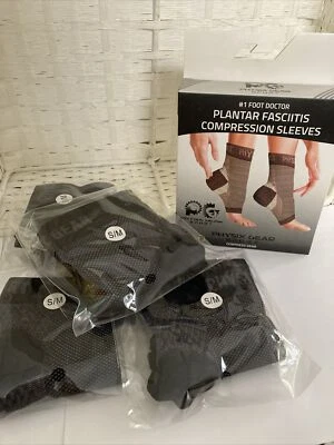 5 Pairs Physix Gear Plantar Fasciitis Compression Sleeves Socks S/M Unisex Black - Image 1 of 4