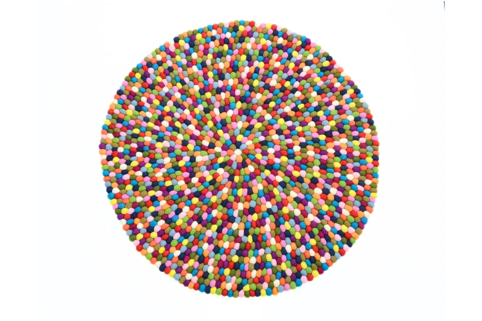 Handmade Round Wool Felt Rug – Eco-Friendly Mat – Natural Wool Area Rug Foto 1 de 4