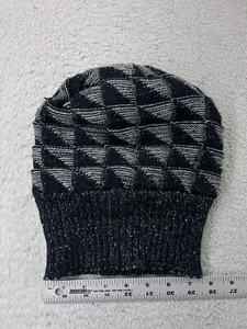 Beanie Haube Erwachsene Einheitsgröße grau schwarz geometrisch Acryl Polyester gefüttert warm - Bild 1 von 4