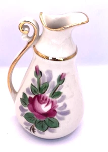 Vintage Moos Rose Knospe Vase China Porzellan handbemalt Goldrand Japan 4" hoch - Bild 1 von 4