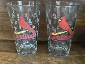 LOT OF 2 ST. LOUIS CARDINALS 16 OZ PINT BEER GLASSES 2006 BOELTER MLBP HEAVY - Picture 1 of 9