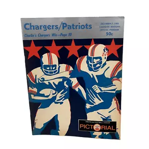 VTG San Diego Chargers vs Boston Patriots Program AFL December 7, 1969 Stadium - Picture 1 of 16