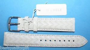 NEW MICHELE 18MM CLOUD WHITE SUEDE,LEATHER WATCH STRAP,BAND,SILVER BUCKLE FRANCE