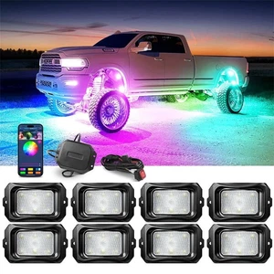 C2 8-24 Pods RGB+IC LED Rock Lights Kit, Wireless Bluetooth Underbody Glow Light - Picture 1 of 73