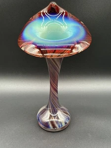 David Nichols Jack in the Pulpit Glas Vase Studio Art Türkis Blau Wirbel Schild - Bild 1 von 22