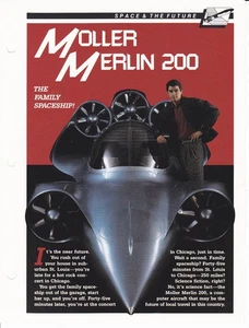 Moller Merlin Skycar 200 Personal Aircraft Flying Car Spec Sheet Fact Card - Bild 1 von 2