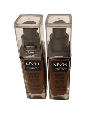 2X NYX Can’t Stop Won’t Stop Matte Full Coverage Foundation Deep Ebony - Image 1 of 4