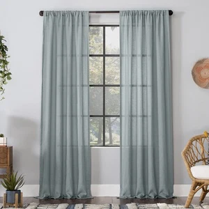 Crushed Texture Allergy/Pet Friendly Anti-Dust Sheer Curtain Panel, 52" x 96"... - Picture 1 of 8