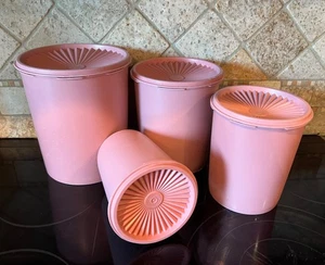Vintage Tupperware Dusty Rose Mauve 4 teiliges Kanister Set Servier - Bild 1 von 10