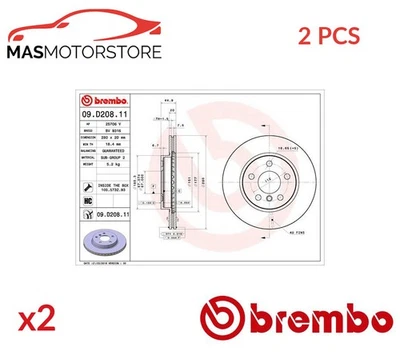 BREMSSCHEIBEN SATZ PAAR VORNE BREMBO 09D20811 2PCS P FÜR BMW I3,I01 - Image 1 of 4