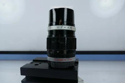 Olympus Zuiko 3/5/100 lens  Optically clean,  dent in out hood     (721) - image 1 of 4