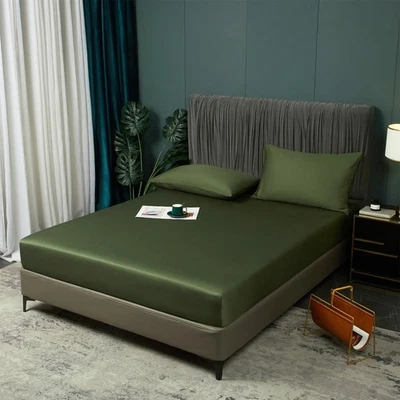 Sábana Ajustable 3 Piezas Refrigeración Talla Queen Verde Oliva, 100% Viscosa Derivada de... Foto 1 de 4