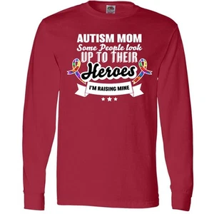 Inktastic Autism Awareness Autism Mom With Puzzle Ribbons Long Sleeve T-Shirt - Picture 1 of 3