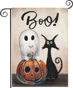 Bandiera da giardino Halloween tela da esterno double face veranda decorazione cortile bandiera 12 x 18 - Foto 1 di 12