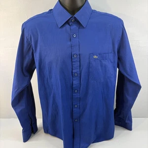 Camisa Lacoste Para Hombre Grande Azul Manga Larga Botón Bolsillo Frontal Logo Cocodrilo - Imagen 1 de 10