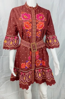 FARM Rio  —flora brown short sleeve  mini dress size Medium  - Image 1 of 4