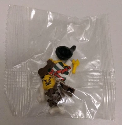 Lego Pirate Green / White Stripes /Black Hat/Brown legs Minifigure NEW - Image 1 of 2