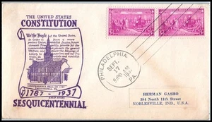 1937 U. S. Constitution 150 years Sc 798-37 FDC Aubry for Parson's cachet (26 - Picture 1 of 1