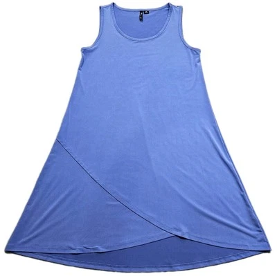 New Directions Trapeze/ Swing Dress Womens Petite Medium Blue Travel Knit Soft - Image 1 of 4