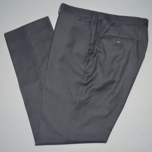 SUITSUPPLY Brescia 100% Wool Sharkskin Charcoal Flat Front Dress Pants 34 x 32 - Picture 1 of 4