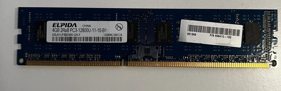 Elpida 4GB 2RX8 PC3-12800U DDR3 Desktop Memory Ram EBJ41UF8BDW0-GN-F - Image 1 of 1