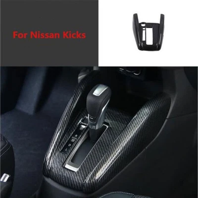 Carbon Fiber Look Inner Gear Shift Box Panel Cover Trim For Nissan Kicks 2018-24 Foto 1 de 4