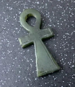 Carved Jade Jadeite Egyptian Ankh Cross Pendant Necklace Charm MY - Picture 1 of 6