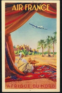 FRANKREICH 1950 Air France Luftbild Werbung PPC Karte für Nordafrika Flüge - Bild 1 von 2