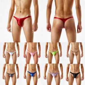 Herren Sexy G-String Slips Tangas Unterwäsche Dessous Höschen Glänzend Niedrig Leib Einfarbig - Bild 1 von 35