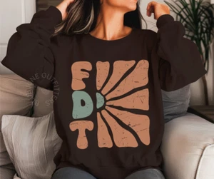 FDT RETRO FLORAL GROOVY | SUBTLE ANTI-TRUMP TEE | ANTI-MAGA SWEATSHIRT | PROTEST - Picture 1 of 13