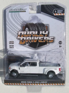 GREENLIGHT DUALLY DRIVERS SERIES 1 2018 FORD F-350 LARIAT DUALLY WHITE - Picture 1 of 2