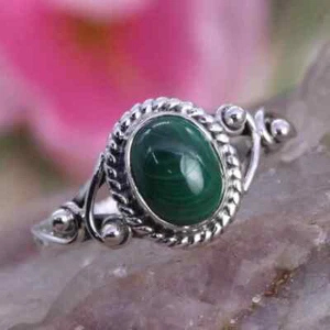 Malachite Ring Solid 925 Silver Handmade Designer Statement Ring All Size SR432 - Picture 1 of 6