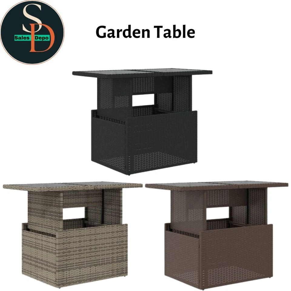 Garden Table with Top Outdoor Table Patio Dining Table Poly Rattan vidaXL - Image 1 of 1