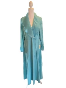 NWT Vintage Vanity Fair Nylon Robe Women Size 16 Blue Layered Trim Long No Belt - Picture 1 of 16