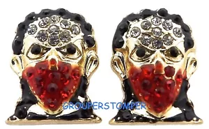 Orecchini viso maschera nuovi con strass cristallo post traforato ladro - Foto 1 di 10