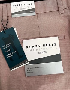 Perry Ellis Portfolio Men's Slim Fit Stretch Pants 32x30 In Salmon - Picture 1 of 3