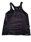 CHAMPION Womens SIZE L Running Tank Black Fitted Racerback Built in Bra Exercise