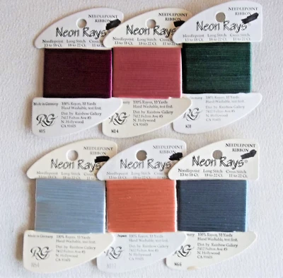 Lot 6 - Rainbow Gallery NEON RAYS Needlepoint Ribbon- NEW - Image 1 of 4