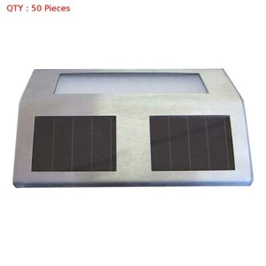 50X NEW SOLAR POWERED BRIGHT STAINLESS STEEL OUTDOOR LED STAIRS STEP LIGHT - Picture 1 of 6