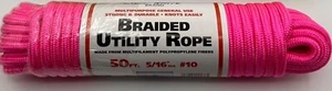 Fluorescent Pink. Braided Utility Rope 50 or 100 feet #10 5/16" 330 lb - Picture 1 of 2