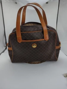 Rioni Moda Italia Tall Tote Leather Trim Handbag Purse Brown W. Gold Hardware - Picture 1 of 13