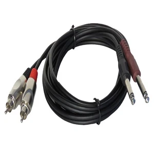 8ft 6.35mm Mono Male Cable to 2-RCA Audio Cable Auxiliary Stereo Audio Mic Cable - Picture 1 of 14