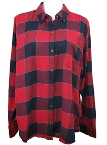 NWT Abercrombie and Fitch Women’s Red Black Plaid Flannel Long Sleeve XL - Picture 1 of 14